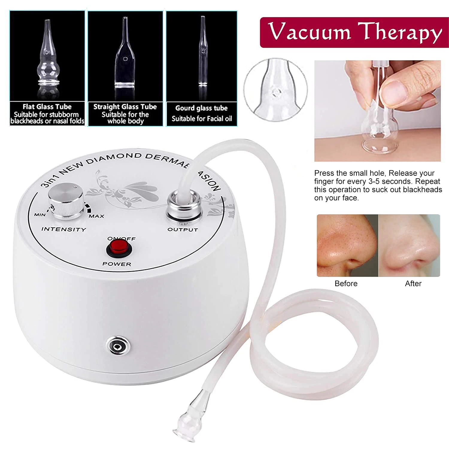 3 in 1 Diamond Machine Facial Care Machine Microdermabrasion Device with Vacuum Spray for Salon Personal Home Use Brighten Skin