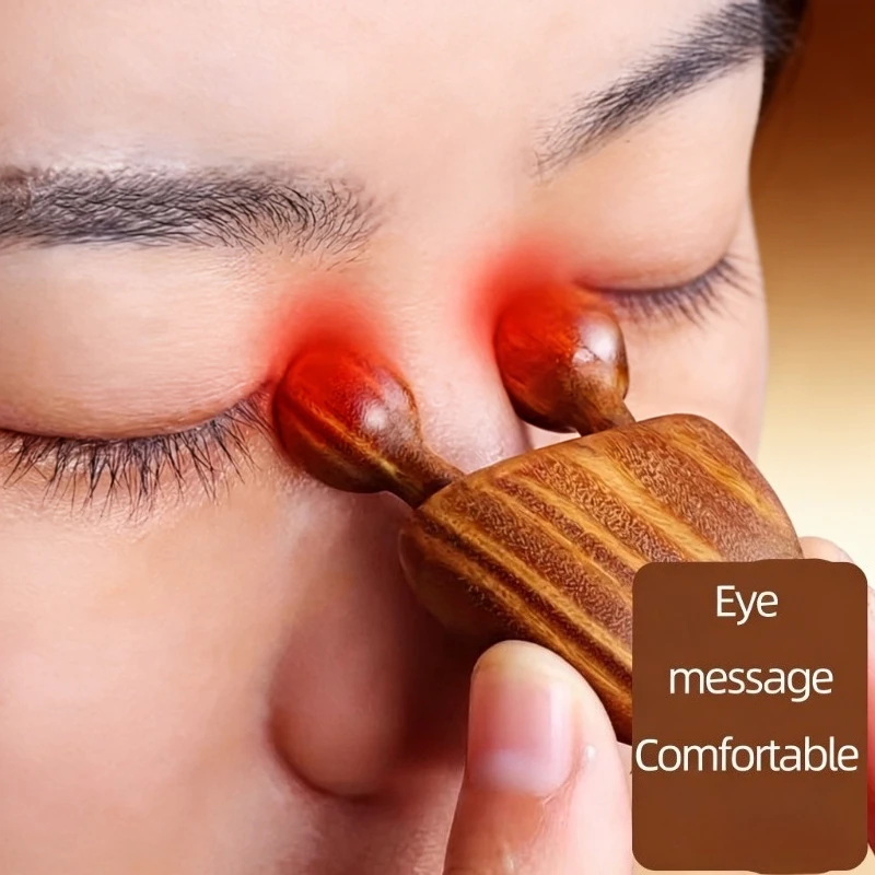 1/2 peças Massageador Facial de Sândalo para Nariz e Rosto - Ferramenta para Alívio Ocular e Massagem Facial de Meridianos com Efeito Caracol