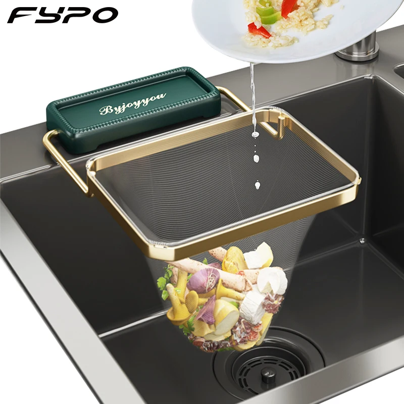 Kitchen Sink Filter Rack Foldable Sink Strainer Mesh Bag Stand Waste Garbage Storage Net Shelf Disposable Garbage Mesh Bag