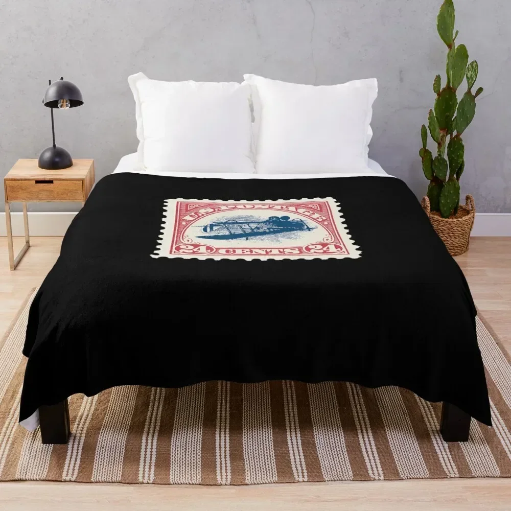 Inverted Jenny Stamps 24 Cent Rare 1918 US Postage Stamp Throw Blanket Summer Beddings Flannel Decorative Beds Blankets