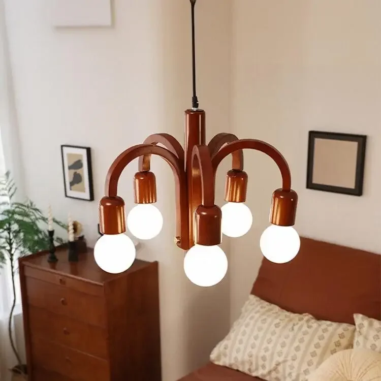 Nordic Retro Style Personalized Wooden Glass LED Decor Chandelier Bedroom Study Living Room Lighting Fixtures Dropshipping