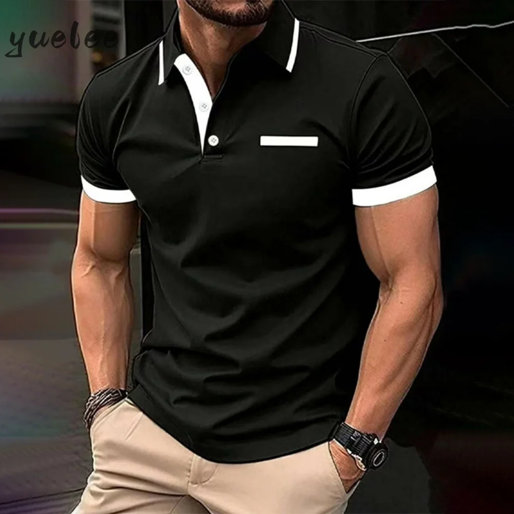 

Fashion Men's Polo Shirt Striped Pattern T-Shirt Summer Breathable Men's Top Trendy Men's Clothing Casual O-Neck Men Polo Short