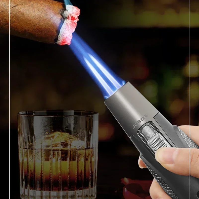 

JOBON Metal Outdoor Camping Butane Gas Lighter Turbo Torch Double Blue Flame Jet 360° Using BBQ Cooking Cigar Lighters Tool