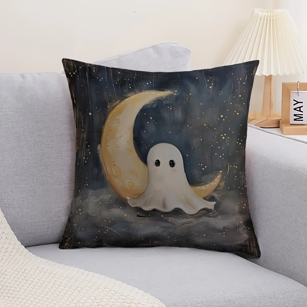 Spooky Moon Halloween Double Sided Throw Pillow Cover Zipper Closure Cushion Case Home Decor