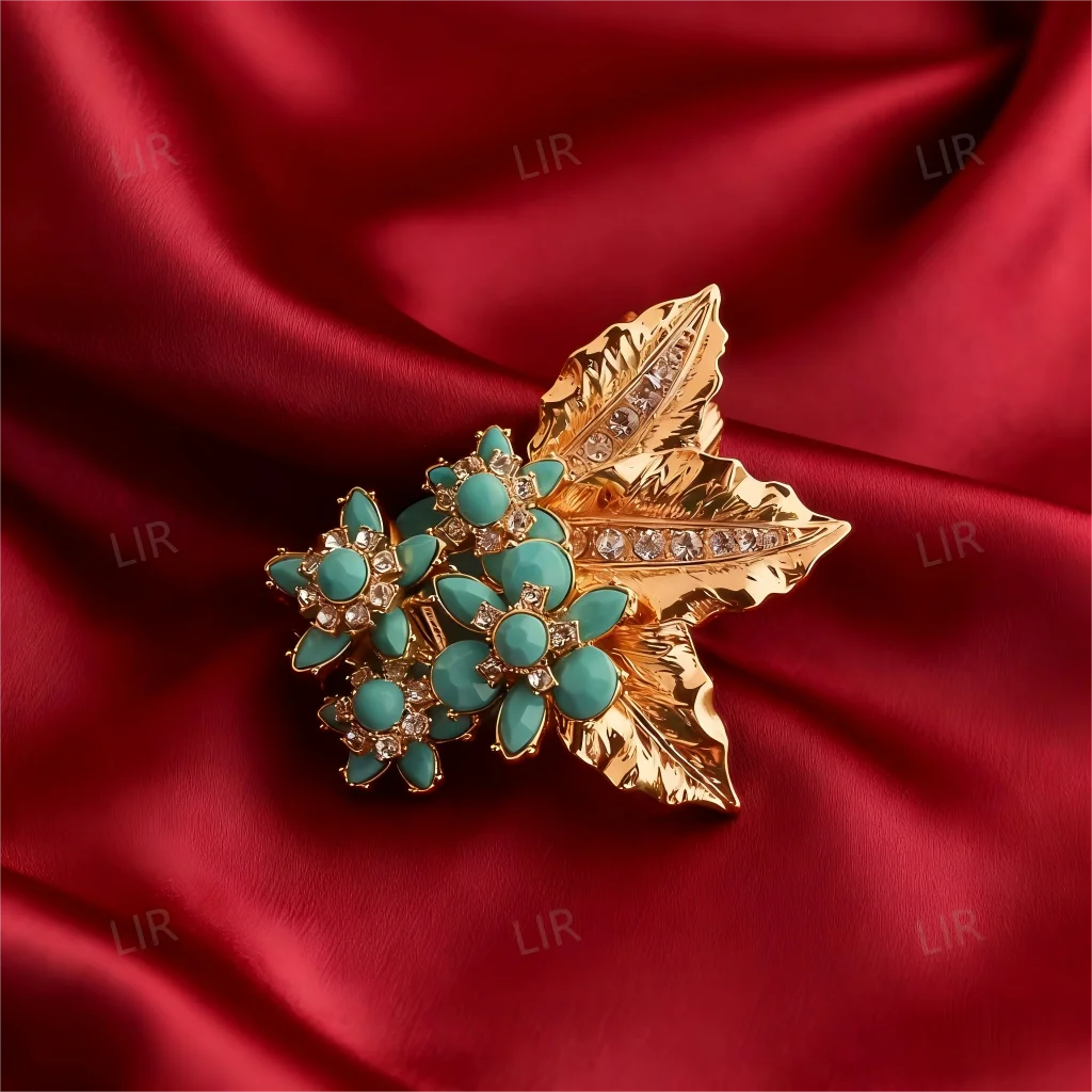 بروش LIR New INS Style: زهرة نباتية لامعة من الزركون AAA | سترة السترة طوق دبوس العصرية #4