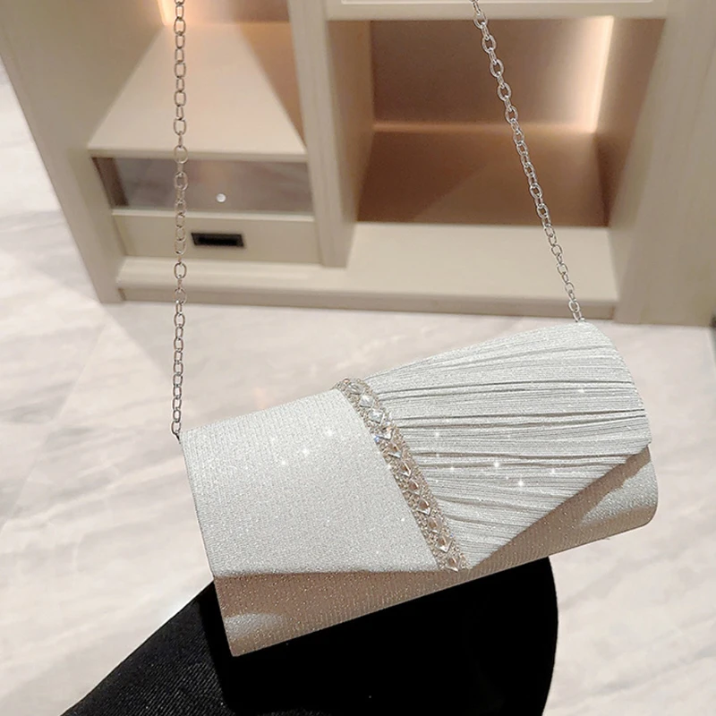

Clutch Bag Ladies Glitter Silver Envelope Evening Bag Fashion Elegant Long Purse Women Clutch Bags Wedding Party Dress Bag
