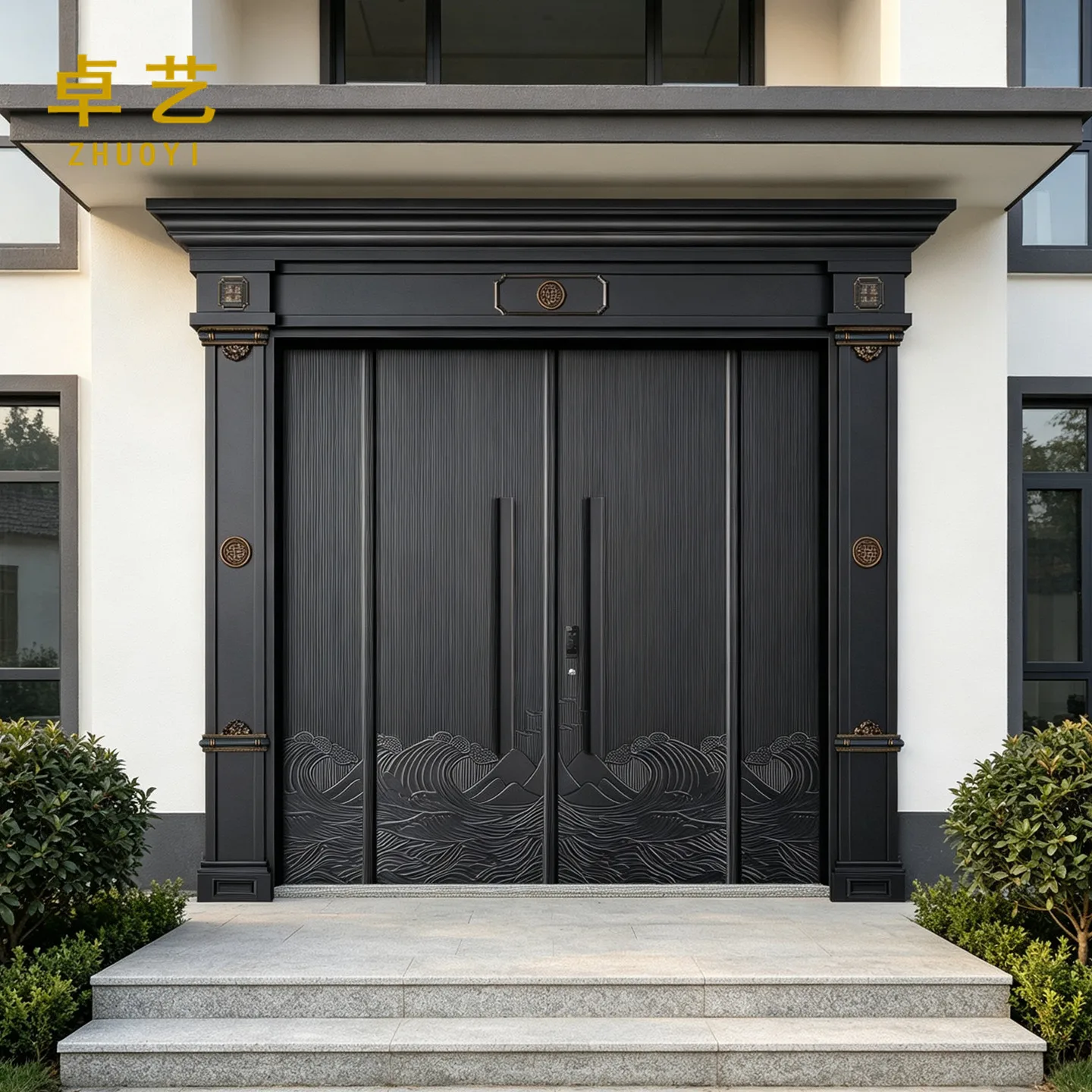 Customized villa entrance door Cast aluminum Rural self-built house Zinc alloy Chinese anti-theft door