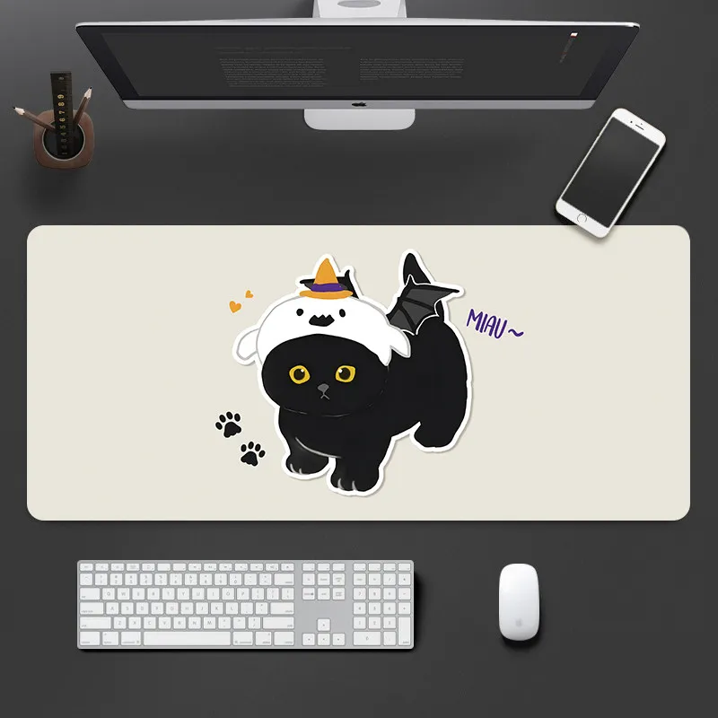 Fashion Cute Cat Rubber Mouse Pad Gaming Smooth Large Small Laptop Deskmat Keyboard Mat Stitched Edge Non-Slip Office Desk Pad