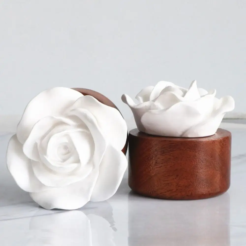

Wooden Base Flower Aromatherapy Diffuser Ornaments Portable Diffuser Stone Anti-slip Handmade Car Air Fresheners Decorations