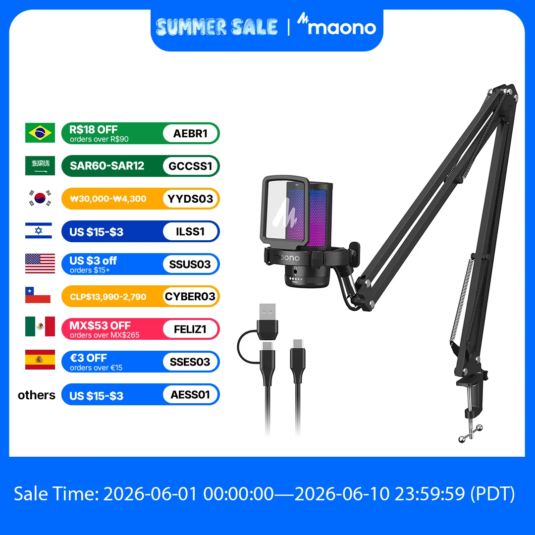 

maono DGM20S Gaming USB Microphone Noise Cancellation RGB Lights Mute Zero Latency Monitoring for Living Streaming Podcasting