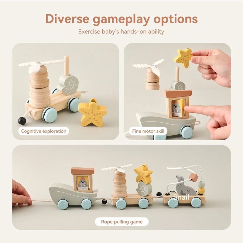 Pull-string Toy Wooden Montessori Fine Motor Skills Education Suitable For Boys And Girls Christmas And Birthday Gifts