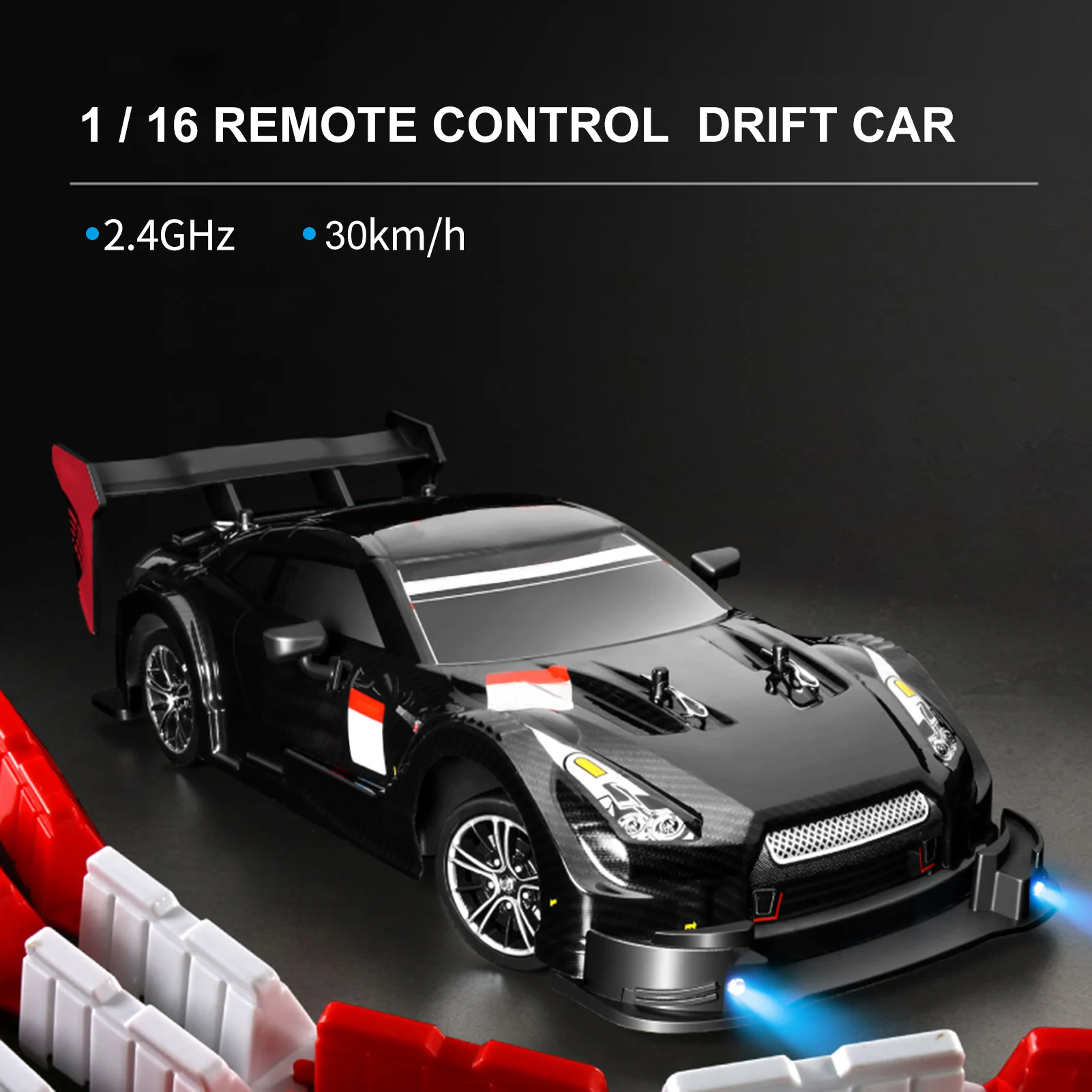 Mobil balap Remote Control 1/16, RTR hadiah anak-anak kecepatan tinggi 30km/jam 2.4GHz 4WD