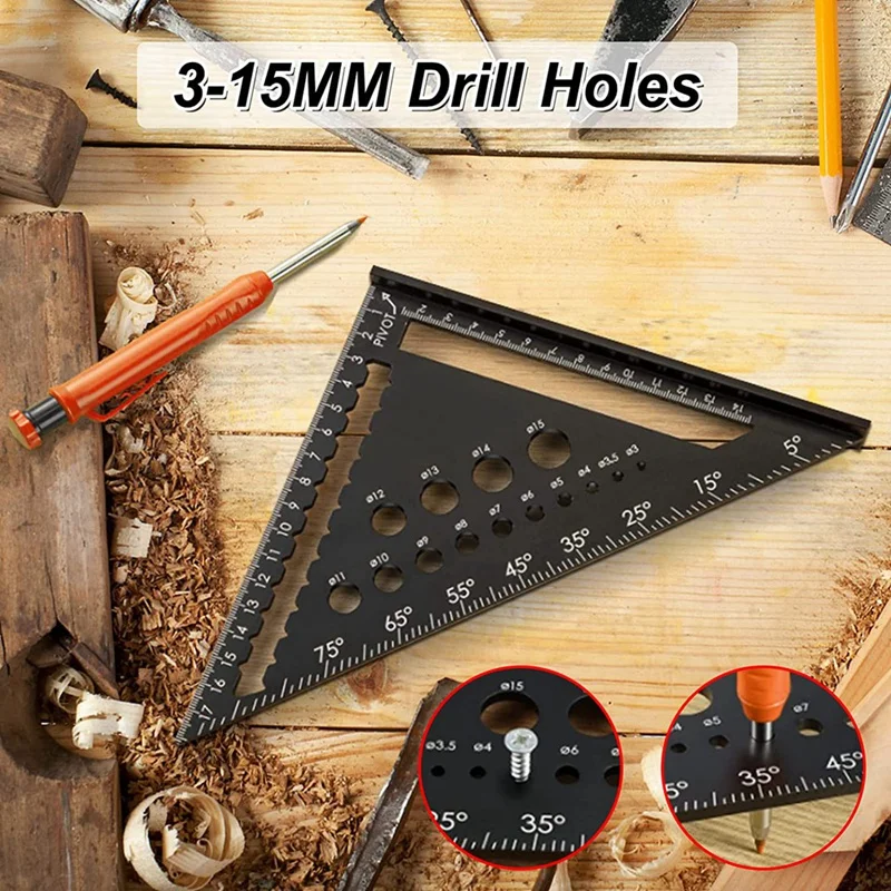 3D Angle Hole Measure Gauge Protractor 7 Inch Carpenter Pencils Mechanical With Mechanical Pencil For Woodworking Tools Gifts