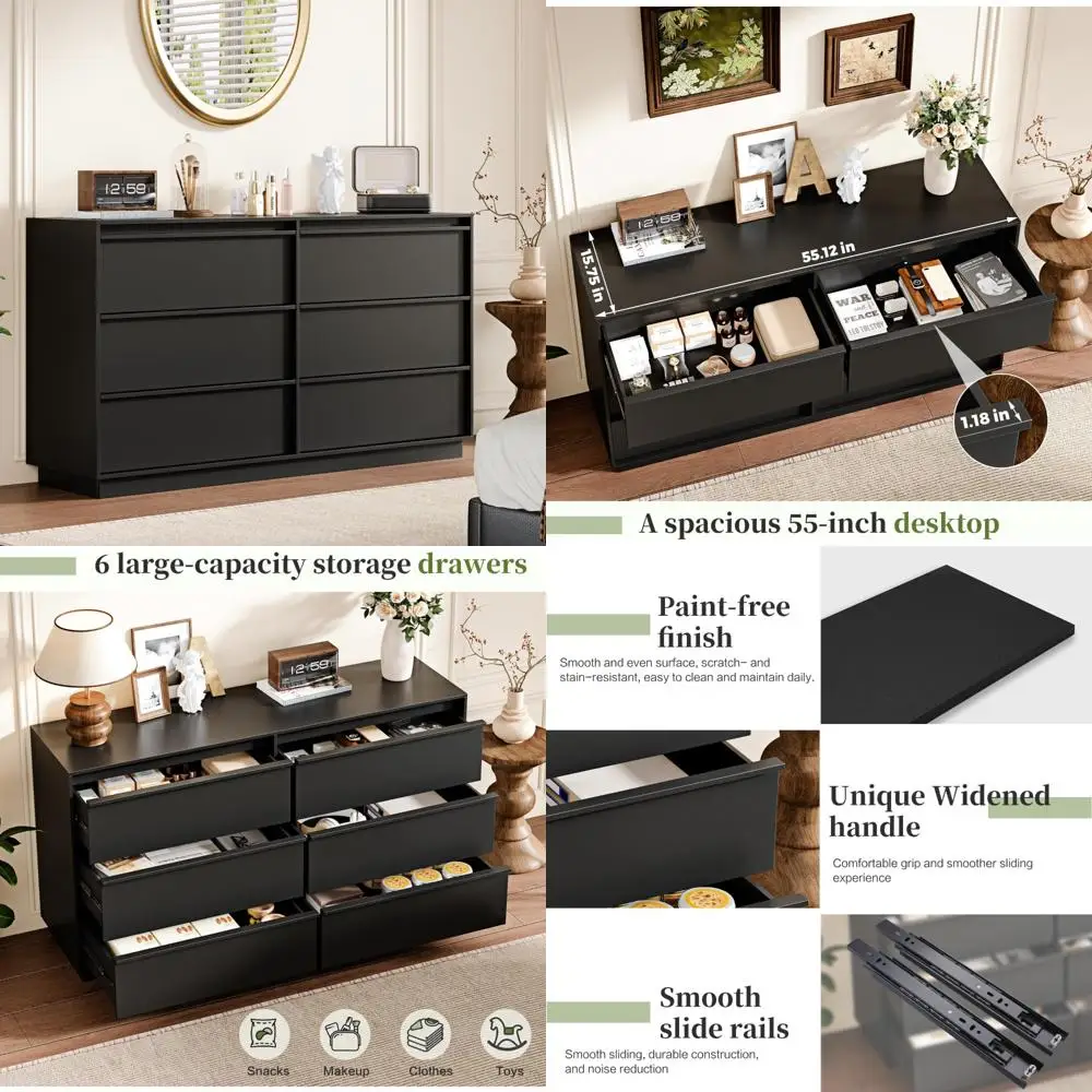 

Large Storage Chest with 6 Drawers for Clothes, Living Room, Bedroom, and TV Stand