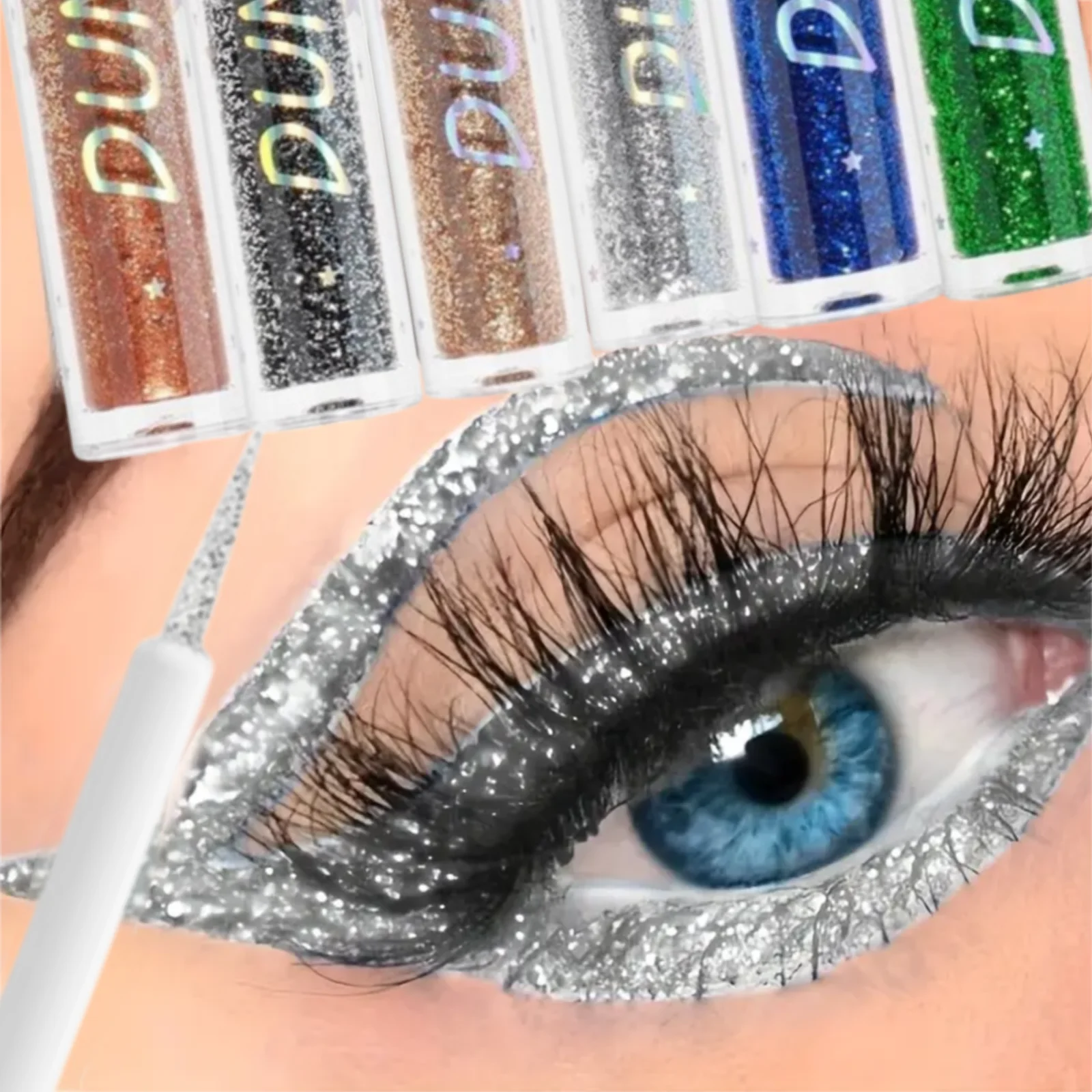 1PC Pearl Fine Gloss Finish, Highlight Brightening, Sneldrogend, Gemakkelijk aan te brengen, Rijke kleuren, Vloeibare oogschaduw en eyeliner