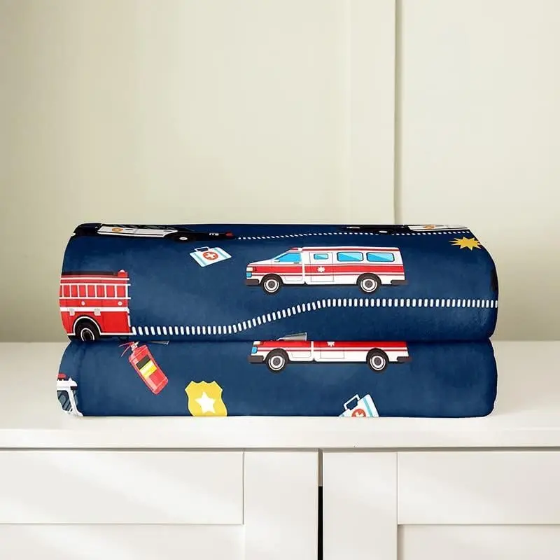 سيارة شاحنة الإطفاء طوال الموسم، بطانية سرير لرجال الإطفاء، بطانية رمي من القطيفة، صوف من الفلانيل لسيارة الشرطة