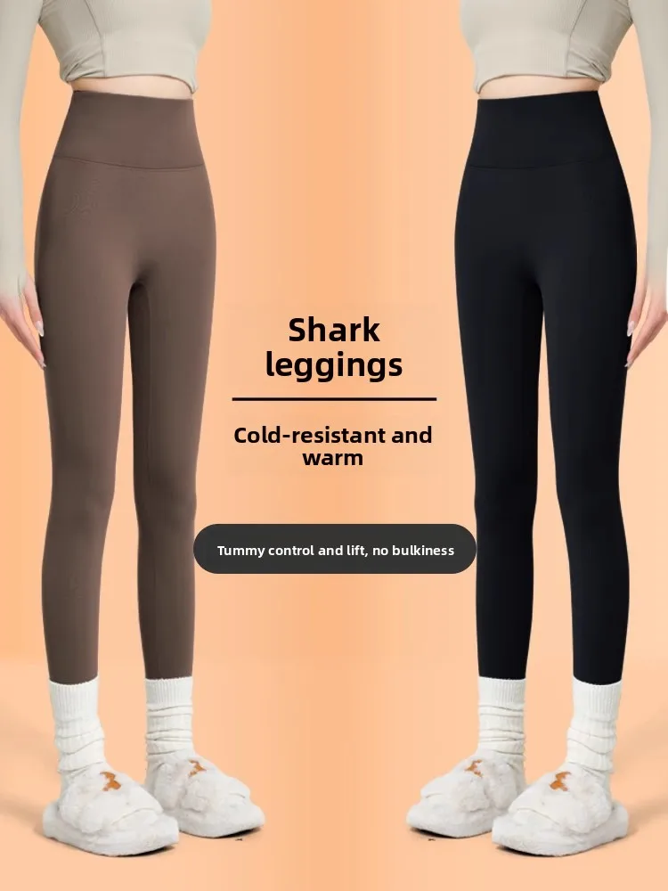 

Женские брюки для йоги с высокой талией на подкладке, подтягивающие живот, базовый слой, теплые брюки из коровьей кожи, осень-зима