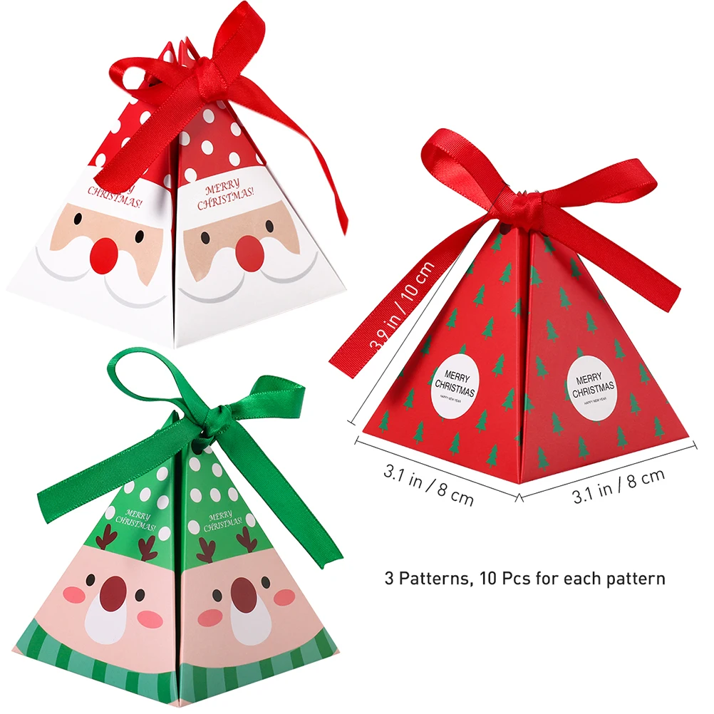 

1 set Christmas Tree Paper Boxes Pyramid Shaped Candy Gift Boxes for Kids Party Favor Christmas New Year Treat Box