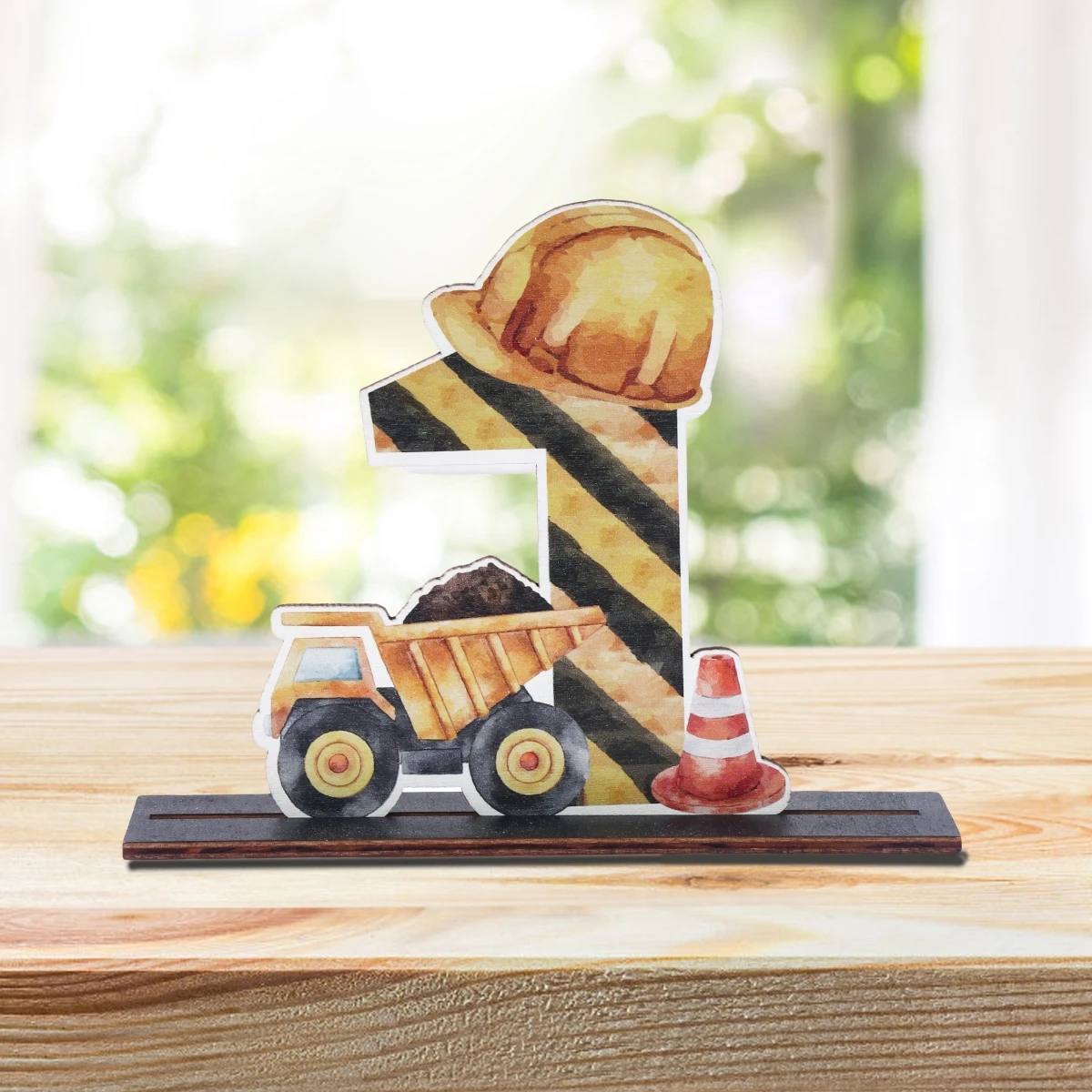 Construction Excavator Wooden Stand Happy Birthday Party Decoration Boys Kids Truck Excavator Birthday Party Baby Shower Decor