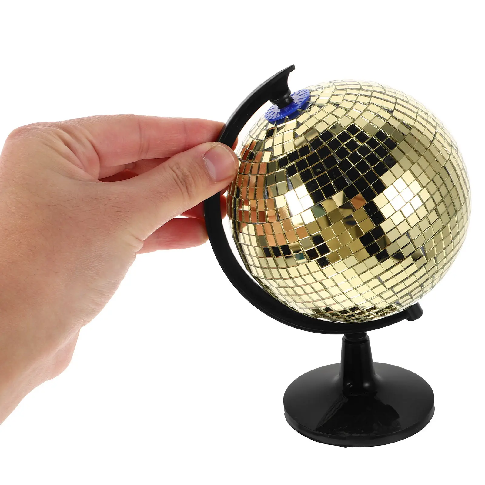 Golden Rotating Disco Globe Reflective Mirror Ball Desk Decor Party Decorations Home Office Disco Ball Flare Effect