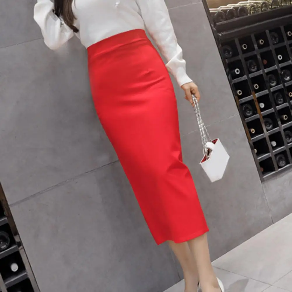 Sexy High-waist Skirt Comfortable Women Skirt Stylish Women's High-waist Midi Skirt with Back for Office for Curves for Sellers