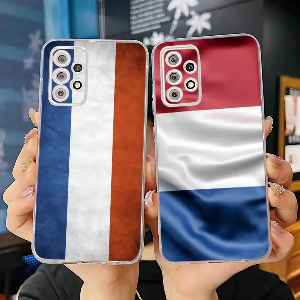 Netherlands Flag For Samsung S25  S24 S23 S22 S21 S20 S10 FE Note 20 Ultra Plus Cover Funda Transparent Soft Phone Case
