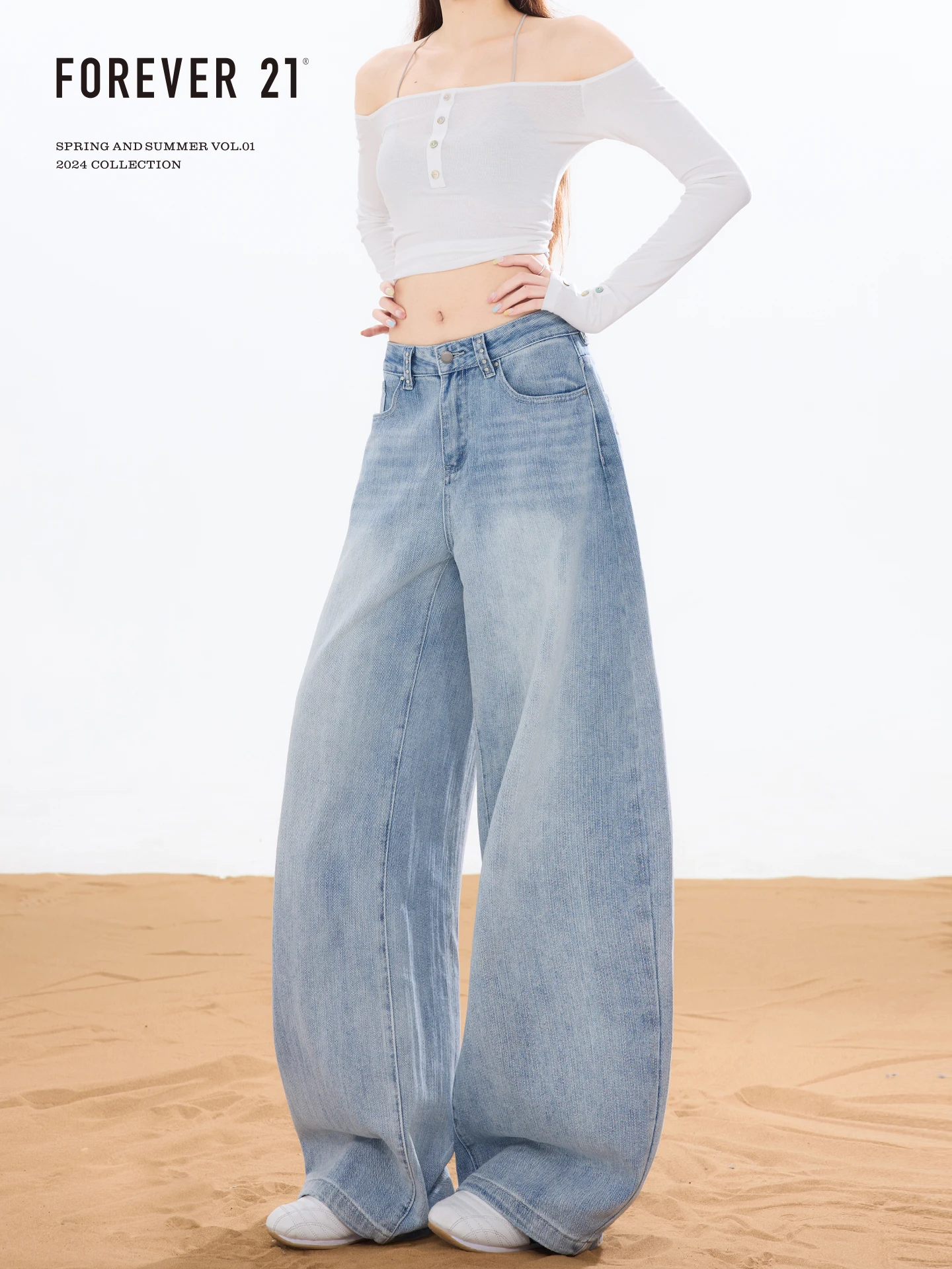 High Waist Wide Leg Blue Jeans Women's Loose Fit Slimming Pants American Style Casual High Waist Denim Jeans for Pear Shaped ...