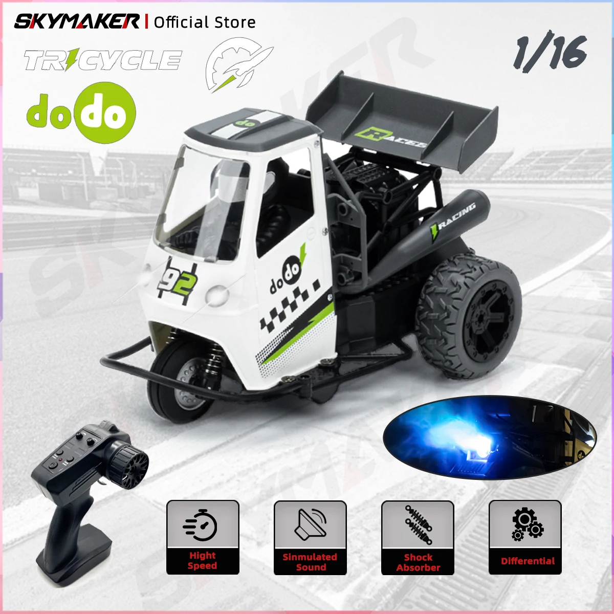 S810 1/16 RC Car 2.4G Remote Control 25Km/H High Speed Three Wheel Emulation Awd On Road RC Motorcycle Electric Toy Gift for Boy