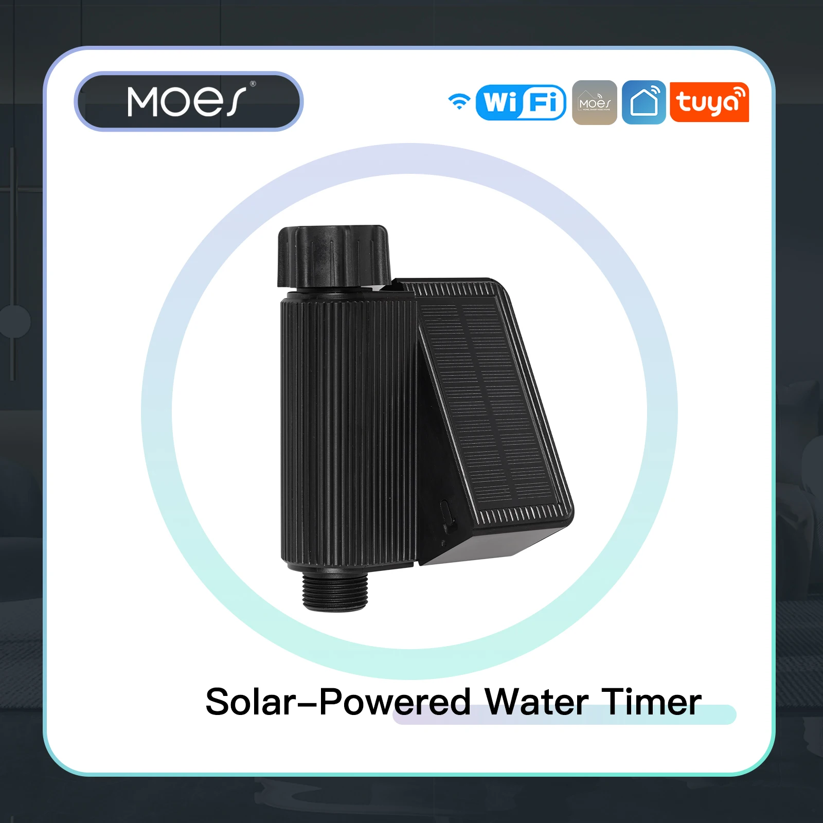 

MOES Tuya UK WiFi Solar Powered Water Timer Meter IP65 Waterproof Brass Inlet With Soil Temperature Humidity Sensor Detector