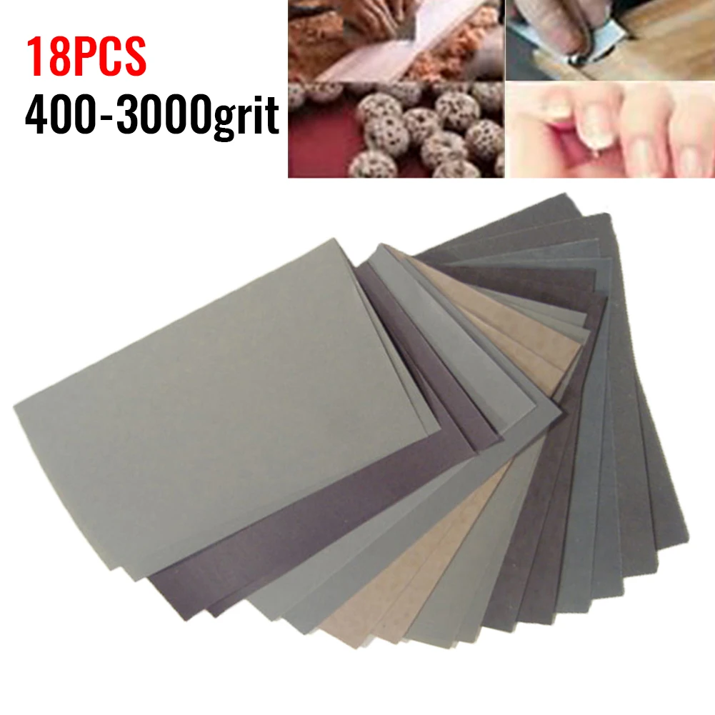 18 PCS Mixed Grit Sand  Paper 400 600 800 1000 1200 1500 2500 3000 Grit  Sandpaper Wet/Dry Grinding Polishing  Sander Paper Tool