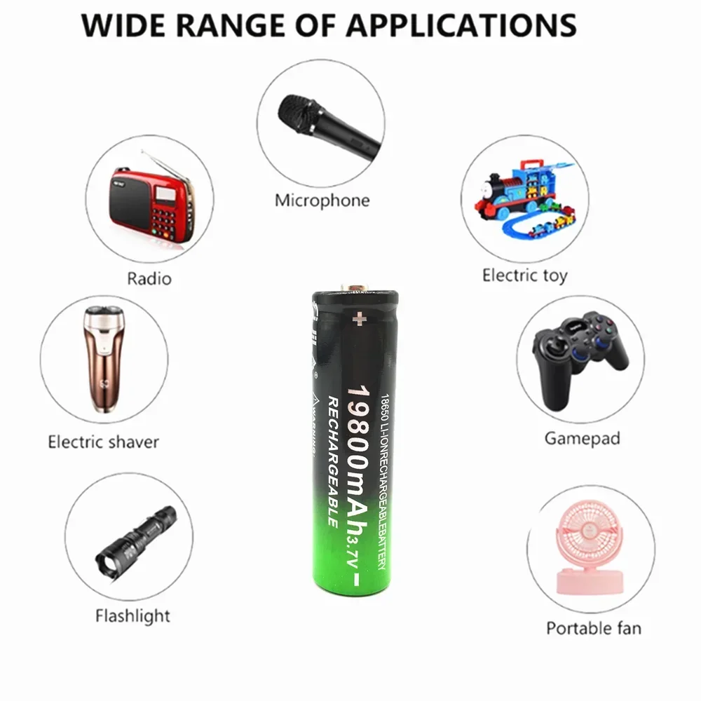 2024 18650 Li-Ion Battery 19800mah Rechargeable Battery 3.7V for LED Flashlight Flashlight or Various Electronic Devices Battery