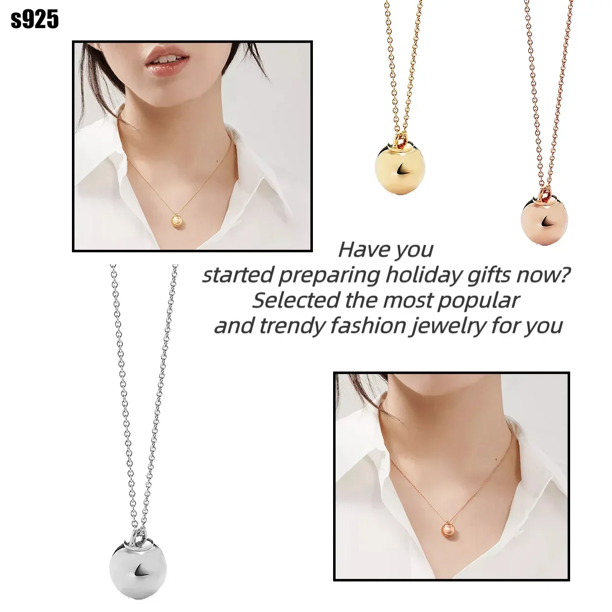 

S925 Pure Silver Simple & Personalized Necklaces for Women, Daily Wear