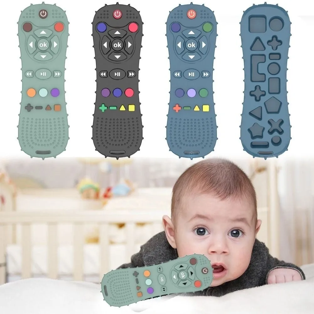 

Silicone Baby Remote Control Teether Food Grade Sensory Education Anti-Eating Gloves Soothing Toy Teething Stick