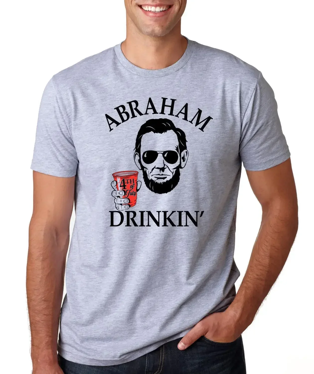 Abraham Drinkin Funny Beer Pong Red Solo Cup Drinking College Lincoln New 2019 Popular Famous Brand High-Quality O Neck Shirt