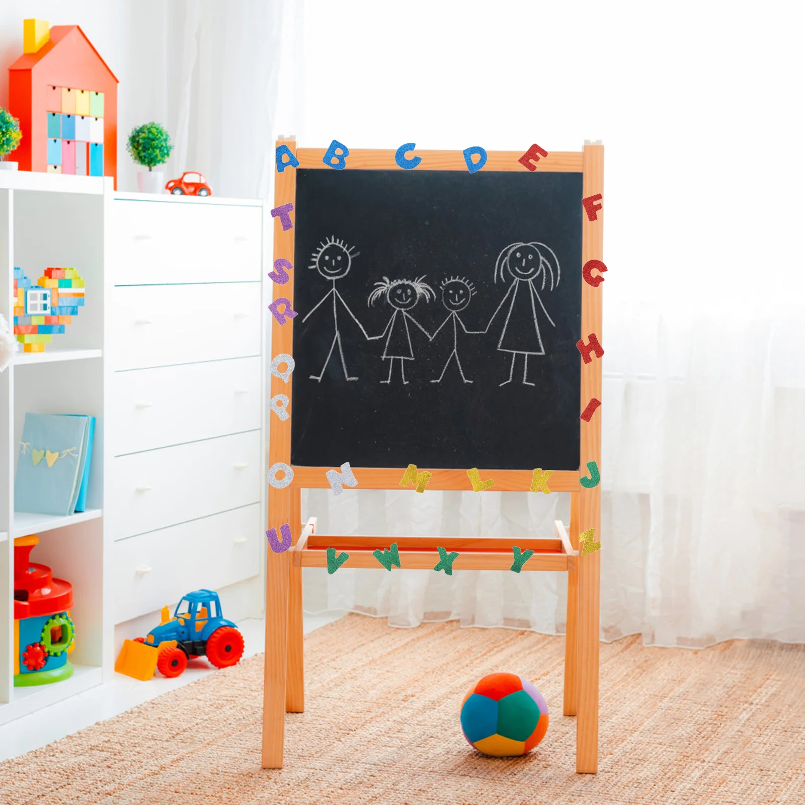 3 مجموعات من ملصقات الحروف اللامعة بالترتر، أرقام أبجدية كبيرة ذاتية اللصق، أشكال لوحة إعلانات حرفية للفصل الدراسي