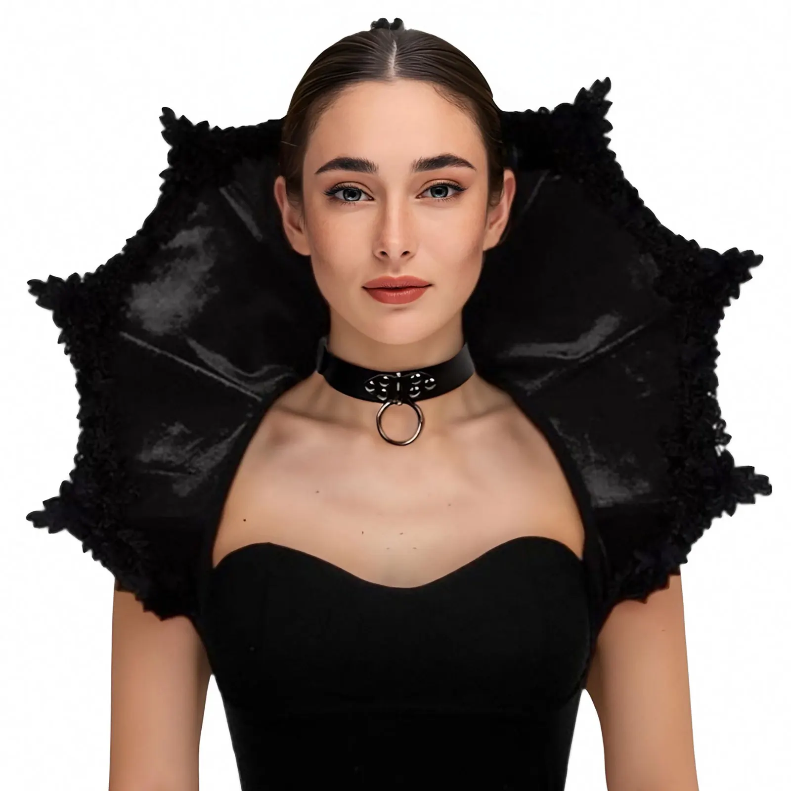 Gothic Victorian Vampire Collar Cape for Halloween Cosplay Festival Carnival Dress Up Costume Accessory Prop for Women