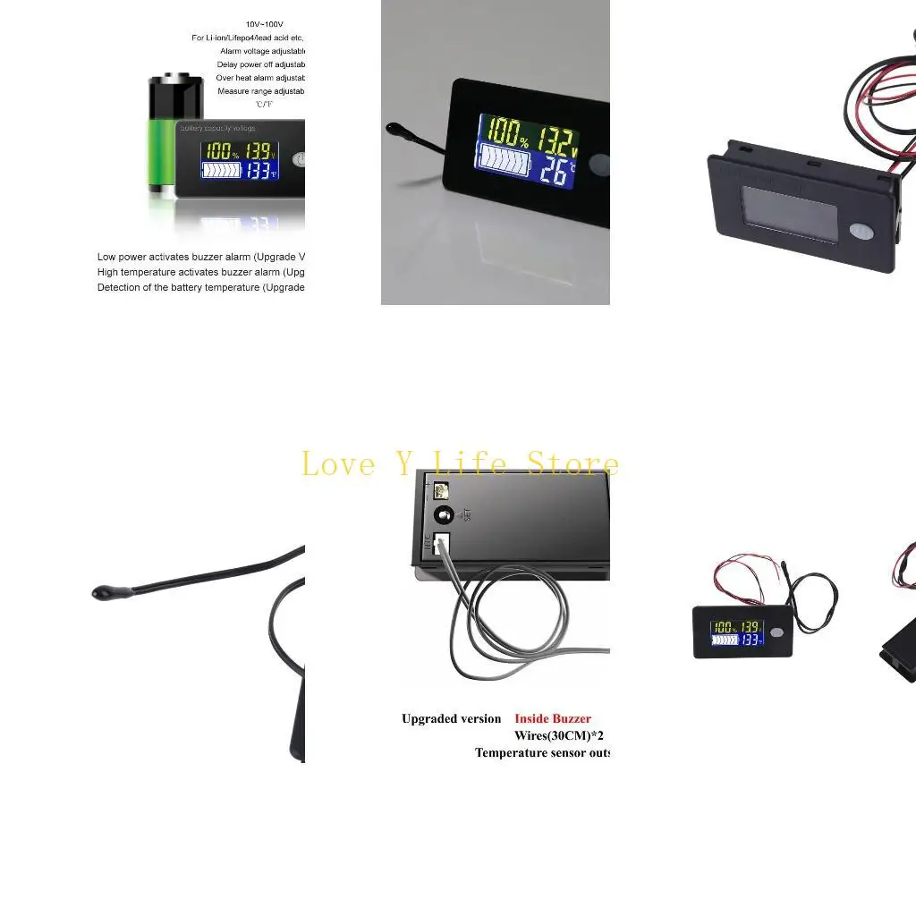 L74C Upgraded Battery Capacity with Alarm & Thermometer 10-100V Li-ion Lifepo4 acid Battery Mon