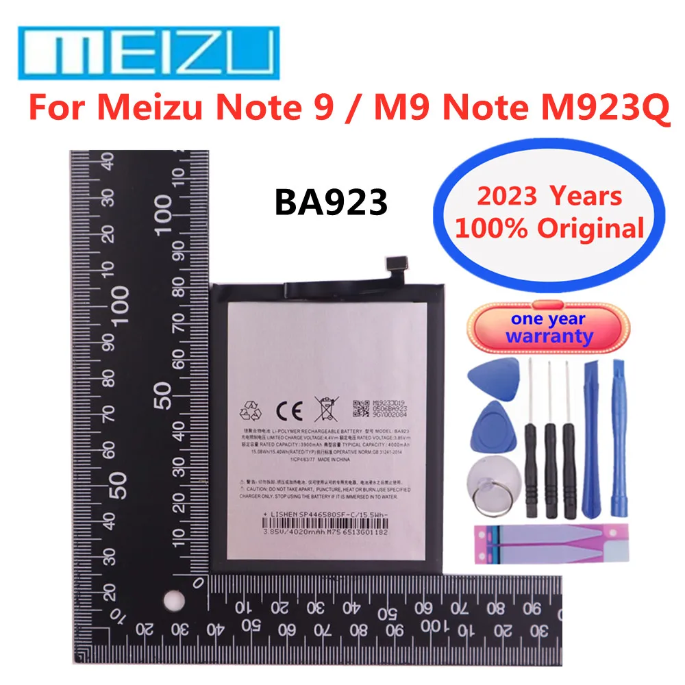 2023 Years Meizu 100% Original BA923 Battery For Meizu Note 9 / M9 Note M923Q M923H 4000mAh Phone High Quality Battery + Tools