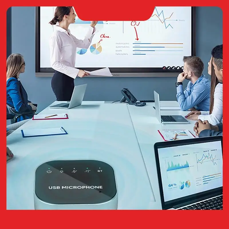 Desktop USB Conference Speakerphone BT Microphone 360° Omnidirectional Condenser Computer Mic With Speaker