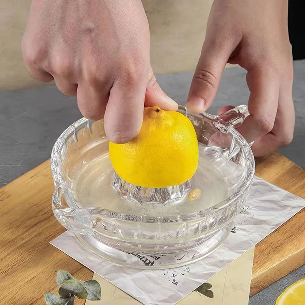 Kitchen Gadget Multifunctional Lemon Squeezer with Handle Glass Manual Juicer Pouring Mouth Efficient Citrus Juicer Kitchen