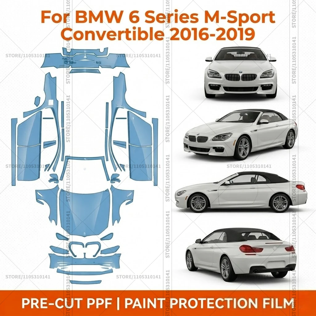 

Pre-Cut Paint Protection Film PPF Transparent Front Bumper Clear Bra Car Film For BMW 6 Series M-Sport Convertible 2016-2019
