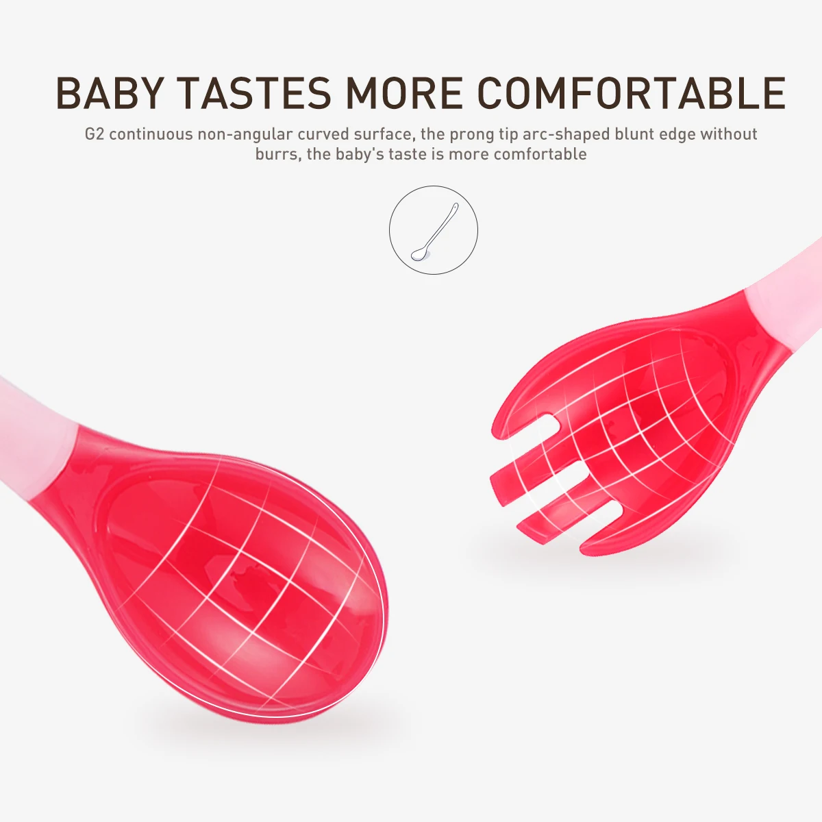 

2 комплекта детской посуды, ложка, вилка, тренировочная посуда, удобная ручка, материалы из полипропилена, термостойкие, изгиб на 360 градусов, розовый, синий