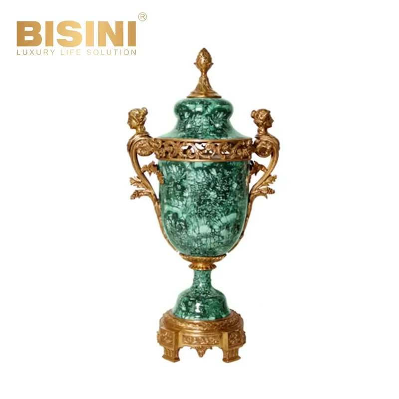 House Table Trophy Exquisite Cabinet Gold Inlay Decorative Ornaments High-end Retro Green Trophy