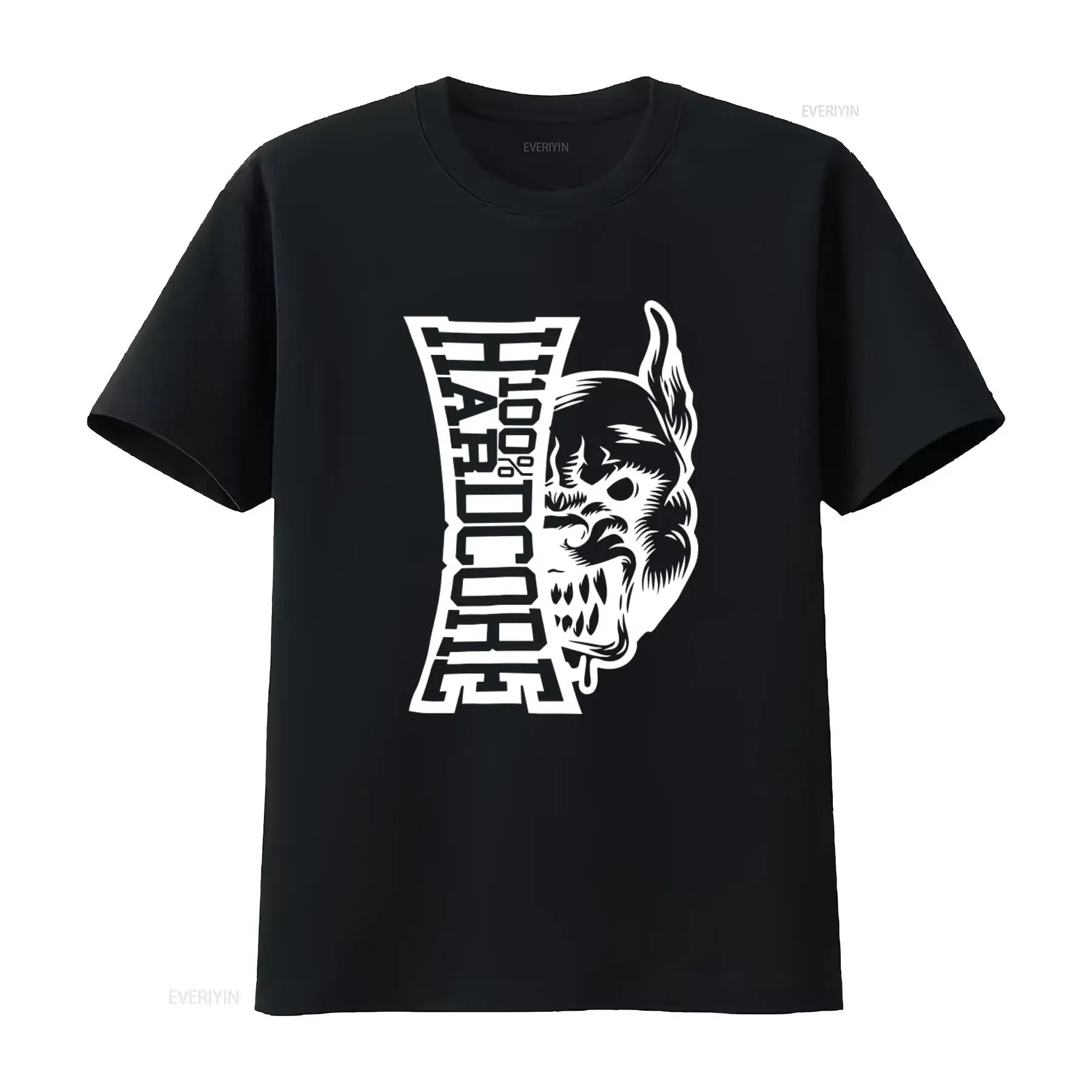 100 HARDCORE Men's Essential T Shirt Black Women's Gabber Backprint  vintage Washed Versatile Stretched Casual Stylish Slightly