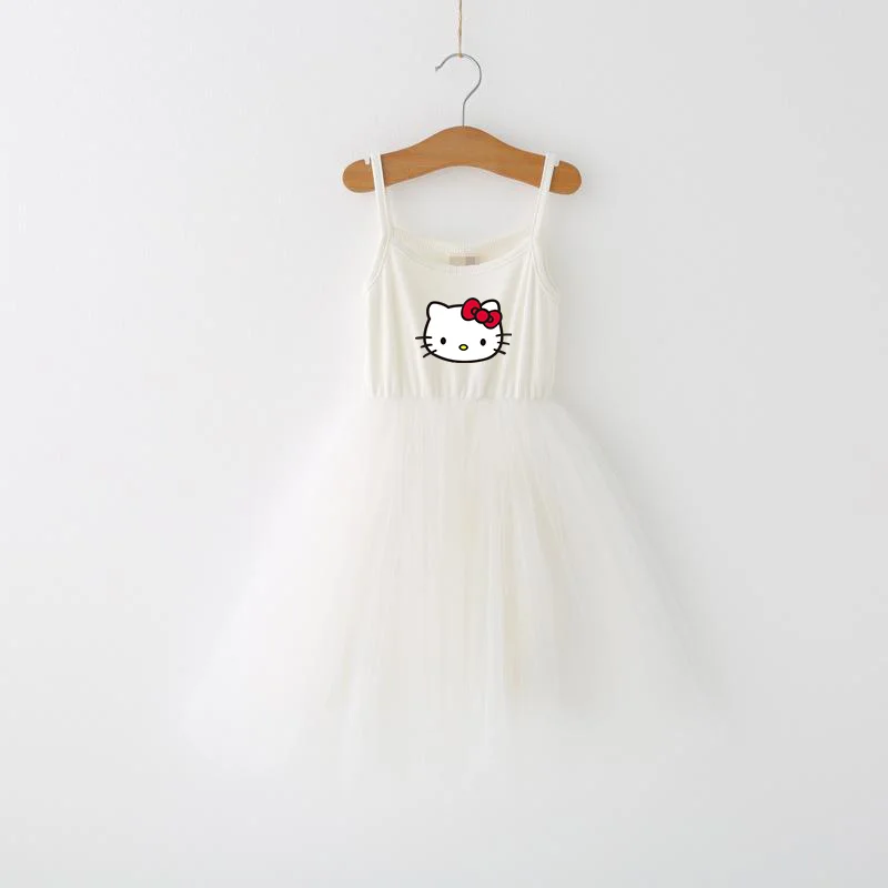 Hello Kitty Girl Dresses Princess Wind Skirt Set Cartoon Anime Cute Hello Kitty Dress Clothes Suit Little Princess Party Clothe