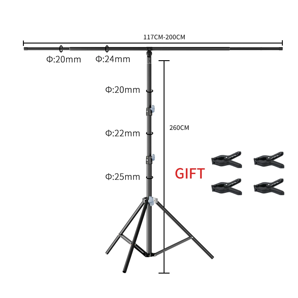 SH T-Shape Backdrop Background Stand With 4pcs Clips Photography  Photo Studio  Frame Support System Kit With Stand