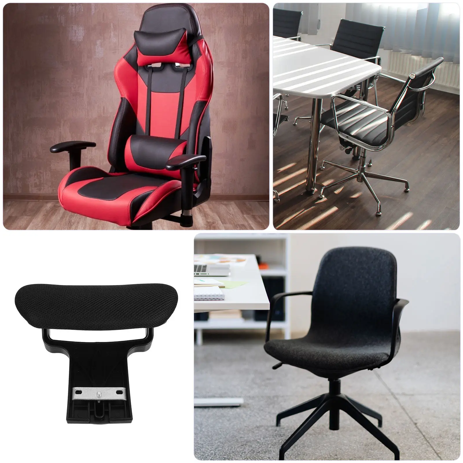 Attachable Headrest for Office Chair Black Adjustable Neck Support Compatible Backrest 1.9-2.3cm Computer Desk Chair Headrest