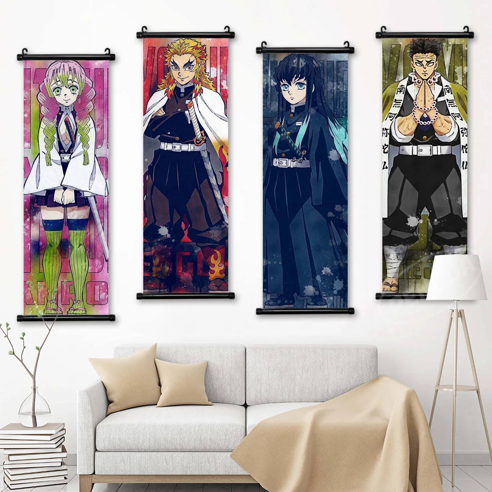 Anime Canvas Poster Demon Slayer Painting Wall Art Picture Kamado Nezuko Room Decor Hanging Scrolls