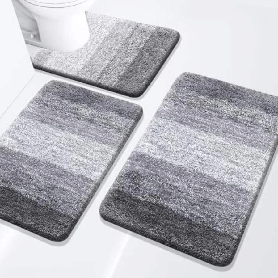 

Bathroom Rugs Set 3 Pcs Extra Soft and Absorbent Bath Rugs Machine Wash Dry Bath Mats for Bathroom Toilet Tub and Shower 24x16