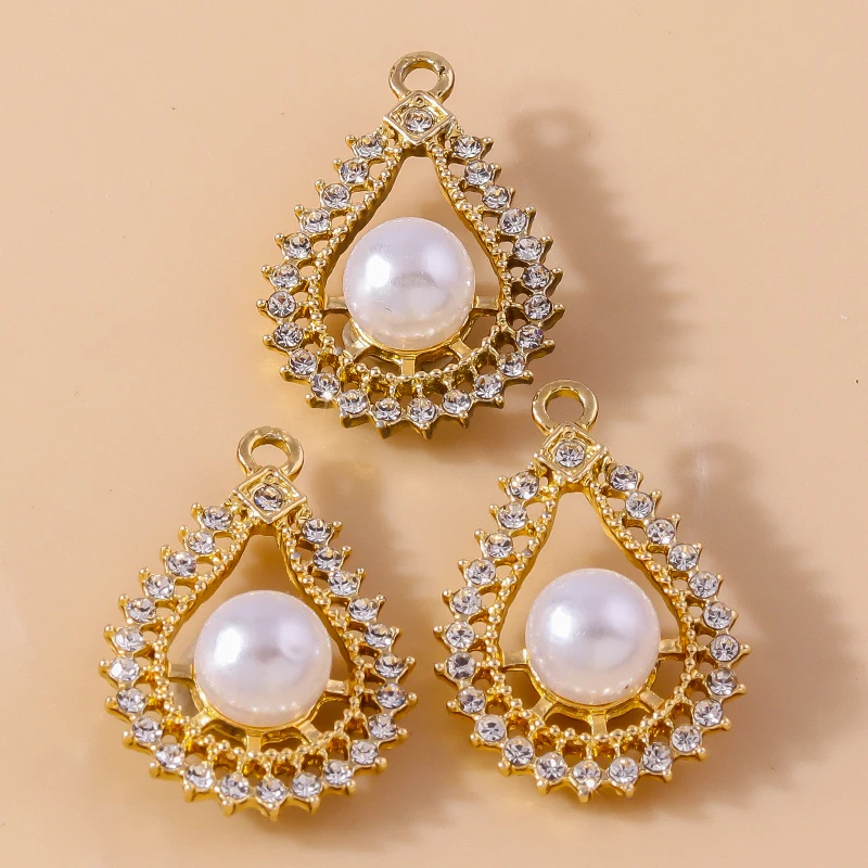 

20pcs 16x28mm Elegant Crystal Pearl Water Drop Charms for Jewelry Making Earrings Pendants Necklaces Bracelets DIY Crafts Supply